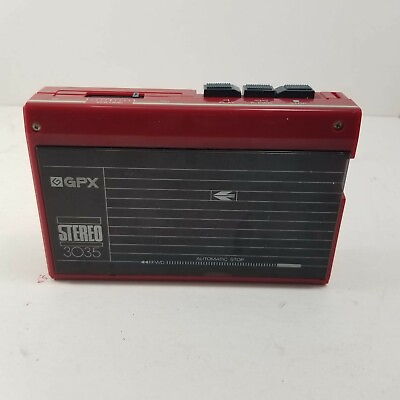 #ad VINTAGE GPX Red Stereo Cassette Player Model 3035 PARTS ONLY $13.02