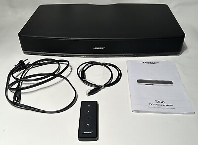 #ad Bose Solo TV Sound System Black w Remote Power Cord Optical Digital Cable $95.95