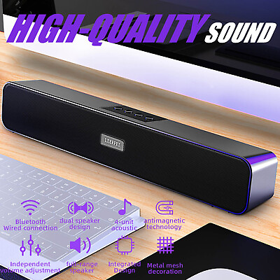 #ad Surround Sound 2 Speaker Wireless Bluetooth Bar System Subwoofer TV Home Theater $24.95