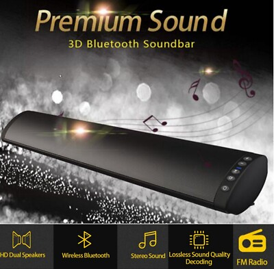 #ad Wireless Bluetooth Speaker TV Soundbar Stereo TF USB 3.5mm Fiber RCA For TV PC $45.99