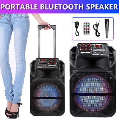 #ad 9000W Portable Bluetooth Speaker Sub woofer Heavy Bass Sound Party System W Mic $95.99