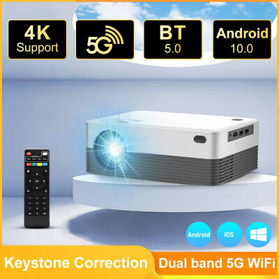 #ad 4K Projector Android TV 1080P UHD 5G WiFi LED Movie Video Home Theater HDMI AV $70.29