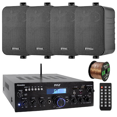 #ad Pyle Home Amplifier Bluetooth Stereo Receiver System 4x 4quot; Speakers with Wire $179.49