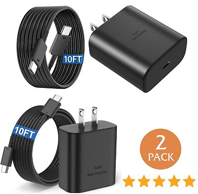 #ad 2Pack 45W Super Fast Charger Adapter 10Ft USB C Samsung S20 S22 S23 S24 Ultra $39.99