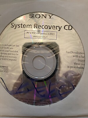 #ad Sony System Recovery CD Set For PCV RX500 Version V45.1 $25.00