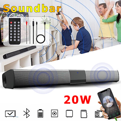 #ad Home Theater Sound Bar Wireless BT 5.0 20W Surround TV Speaker w Remote Control $30.10