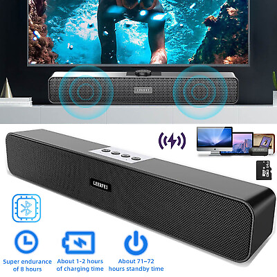 #ad Surround Sound Bar 2 Speaker Wireless Bluetooth Subwoofer TV Home Theater Remote $24.95