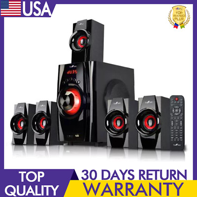 #ad 5.1 Channel Surround Sound Bluetooth Speaker System Red Stylish Design Home Hot $113.99