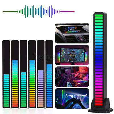 #ad Car Atmosphere 32 LED RGB Music Sync Strip Light Bar Sound Control Rhythm Lamp $9.98