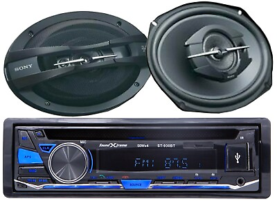 #ad 2x SONY 6quot;x9quot; 420W Speakers SoundXtreme 1 DIN Bluetooth Car CD AM FM Receiver $139.99