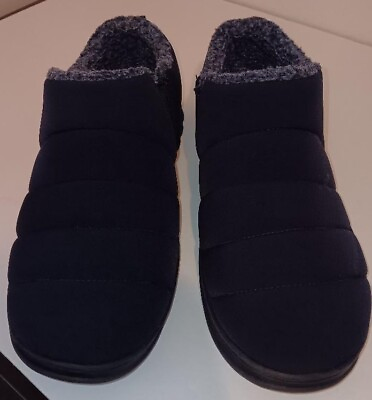#ad Home Top Men#x27;s Insulated Quilted House Shoes with Memory Foam. Size 10 Navy Blue $7.20