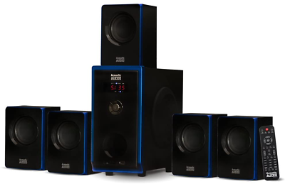 #ad Bluetooth Powered 5.1 Speaker System Home Theater Surround With Subwoofer Black $128.39
