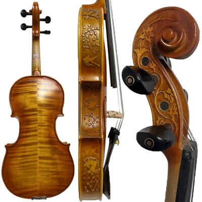 #ad SONG Flames 4 4 ViolinPretty carving on Ribs Neck Good SoundHand made #13974 $499.00