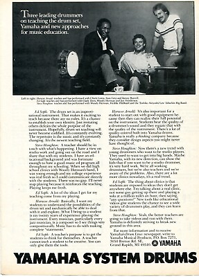 #ad 1984 Print Ad of Yamaha System Drums w Horacee Arnold Ed Soph Steve Houghton $9.99