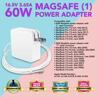 #ad 16.5V 3.65A 60W AC ADAPTER LAPTOP CHARGER FOR APPLE MACBOOK PRO 13quot; A1278 A1342 $11.87