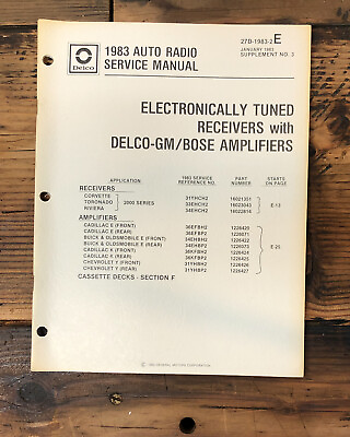 #ad Delco 2000 Series Receiver 1983 Car Stereo w Bose Service Manual *Original* $14.97