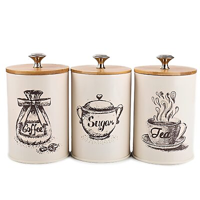 #ad Canister Sets for Kitchen Counter Metal Vintage Kitchen Canisters Set of 3 ... $44.92