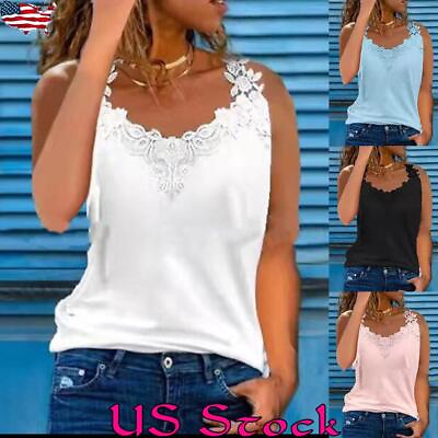 #ad #ad Sexy Women Solid Sleeveless Vest Ladies Lace Casual Blouse Beach Cami Tank Top $14.14