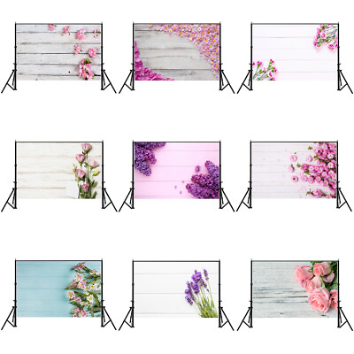 #ad 5x3ft 7x5ft Floral Plank Backdrop Studio Photography Background Decor $20.73