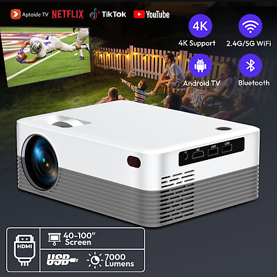#ad Projector Android TV 4K 1080P UHD 5G WiFi LED Movie Video Home Theater HDMI AV $73.99