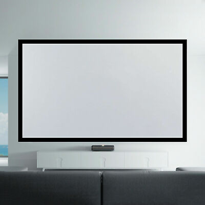 #ad 130in Aluminum Fixed Frame 16:9 Projector Screen White Home Theater HD TV Movies $141.55