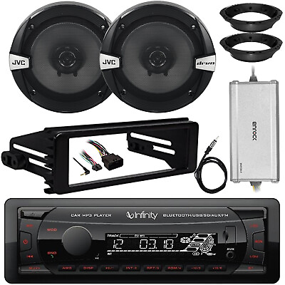 #ad Infinity Receiver 2x 6.5quot; Speaker Amp w Antenna Adapters Harley Install Kit $233.49