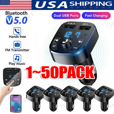 #ad Bluetooth 5.0 Car Wireless FM Transmitter Adapter 2USB PD Charger Hands Free Lot $116.49