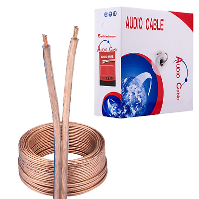 #ad 100FT Audio Speaker Cable 12 AWG 12 2 Car Home Wire Transparent Clear $24.66