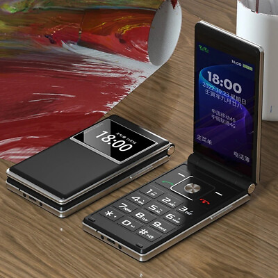 #ad Foldable Flip Senior Mobile Phone Dual Display Large Key Loud Sound Speed Dial $42.36