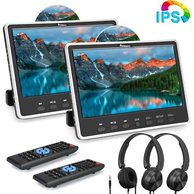 #ad 2 x 12quot; Screen Car Headrest DVD Player Monitor TV for Kids HDMI USB SDHeadsets $224.27