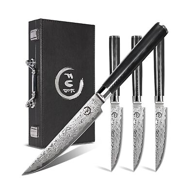 #ad Fukep Steak knives Set of 4 Super Sharp 5 Inch Damascus Steak Knife Set Jap... $193.74