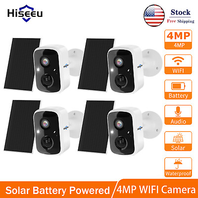 #ad Hiseeu Solar Battery Powered 2.4G WiFi Security Camera Full Color Night Vision $178.19