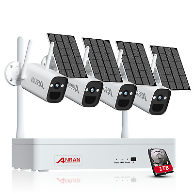 #ad ANRAN 2K Wireless WiFi Solar Battery Security Camera System Home 2 way Audio 1TB $259.99