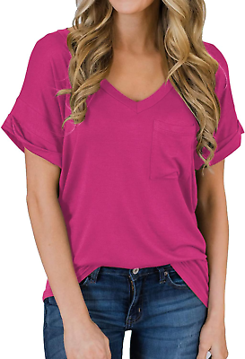 #ad #ad Women#x27;s Short Sleeve V Neck Shirts Loose Casual Tee T Shirt $32.99