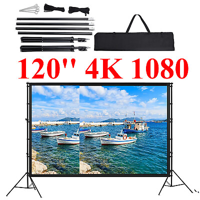 #ad Projector Screen with Stand 100#x27;#x27; 120#x27;#x27; 16:9 HD 4K Outdoor Indoor Projection $52.19
