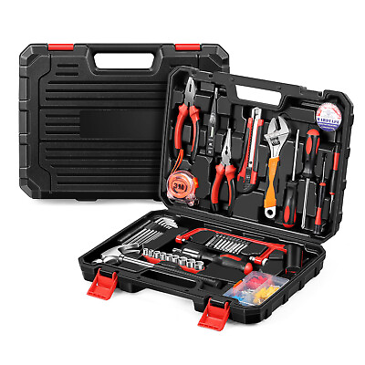 #ad 108 Pcs Home Tool Kit Protable Repair General Household Hand Tool with Box Case $34.99