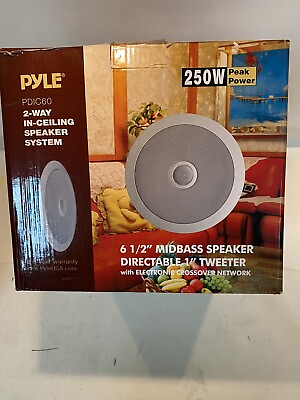 #ad Pyle PDIC60 6.5 Inch 250 Watt 2 Way Round In Wall Ceiling Home Speakers 2 Box $17.46
