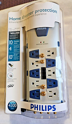 #ad Philips Home Theater Protection Plug In Factory Sealed Package 10 Outlets $13.99