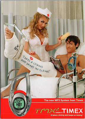 #ad TMX2 Timex MP3 System Continental 4x6 Advertising Postcard Sexy Nurse 2003 $2.99