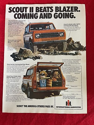 #ad Vintage 1977 International Harvester Scout II Print Ad “Beats Blazer” $6.57
