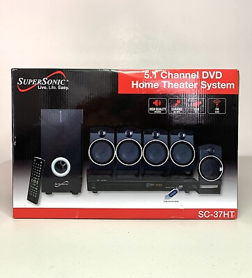 #ad SuperSonic 5.1 Channel DVD Home Theater System With Karaoke Mic Jack SC 37HT $34.00