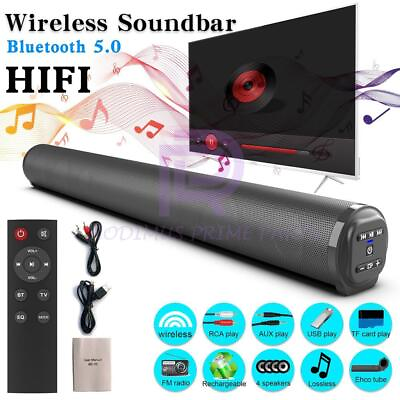 #ad Wireless Surround Sound Bar 4 Speaker System BT Subwoofer TV Home Theater Remote $28.99