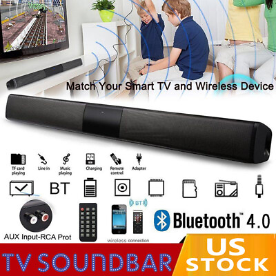 #ad Bluetooth Sound Bar Wireless TV Soundbar RCA Home Theater With 4 Speakers System $39.90