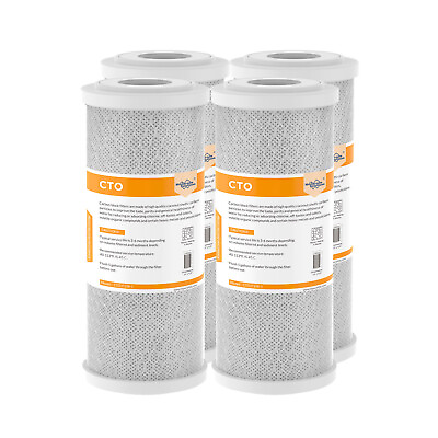 #ad 4 Pack 10quot; x 4.5quot; Whole House Carbon Block Water Filter Replacement Fit GXWH40L $50.12