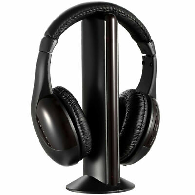 #ad 5 in 1 HiFi Wireless RF Headphones Over Ear Headsets Mic for PC TV Radio DVD MP4 $21.49