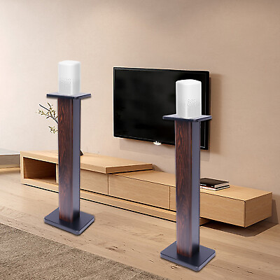 #ad 2x Walnut Wood Speaker Stands Home Theatre Bookshelf Surround Sound Support 90cm $83.60