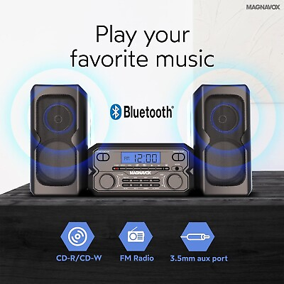 #ad Home Stereo System with Bluetooth CD FM Radio Remote Shelf Audio Bookshelf Black $68.41