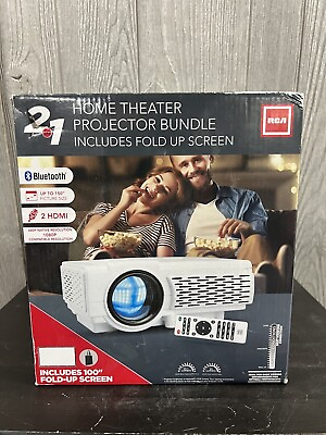#ad RCA RPJ200 2 in 1 Home Theater Projector Bundle with Fold Up 100quot; Screen $74.99