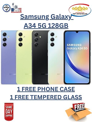 #ad Samsung A34 5G 128GB6GB amp; 256GB8GB GSM Unlocked Dual Sim 6.6quot; Display NEW $249.99