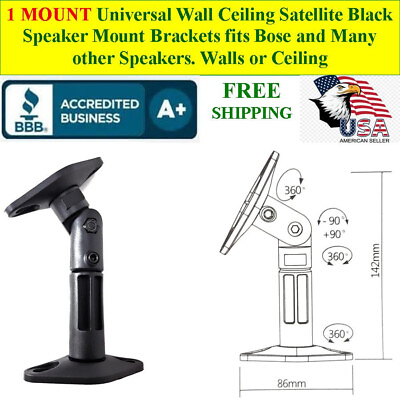#ad 1 Mount Satellite Speaker Mount Bracket Universal Wall or Ceiling Bose and More $14.50